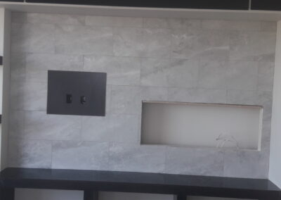 An image of completed fireplace tile